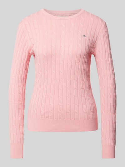 Gant Strickpullover mit Label-Stitching Pink 2