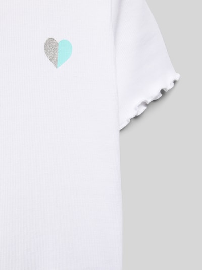 Blue Seven T-Shirt in Ripp-Optik mit Rundhalsausschnitt Weiss 2