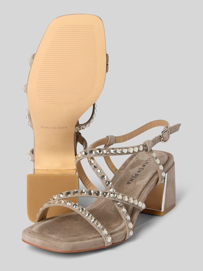 ALMA EN PENA Sandalette mit Blockabsatz Taupe 4