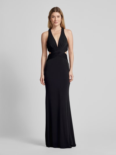 Unique Abendkleid mit rückseitig gekreuzten Trägern Black 4