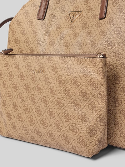 Guess Torebka z aplikacją z logo model ‘VICTTORIA’ Beżowy 3