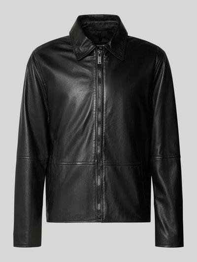 Produktfoto, Regular Fit Lederjacke aus echtem Lammleder Modell 'KELLAN-S' von Strellson, Optik: unifarben, Reißverschluss, Umlegekragen, seidige glatte Textur