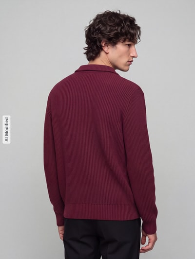 Selected Relaxed Fit Troyer aus reiner Baumwolle Modell 'DRY' Bordeaux 5