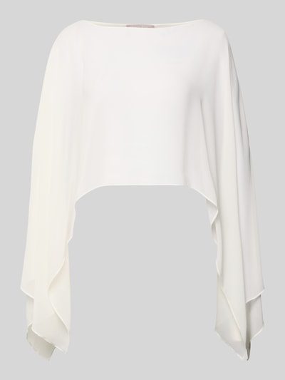 Produktfoto, Relaxed Fit Stolen in semitransparentem Design von Christian Berg Cocktail, Chiffon in Weiß, U-Boot-Ausschnitt, leichte Textur.
