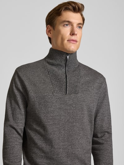 Tom Tailor Denim Regular Fit Troyer aus reiner Baumwolle Dunkelgrau Melange 3