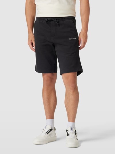 Marc O'Polo Sweatshorts met labeldetail, model 'terry' Zwart - 4