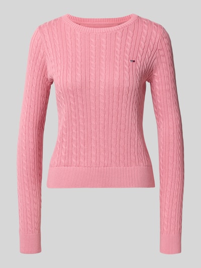 Tommy Jeans Regular Fit Strickpullover aus reiner Baumwolle Pink 2