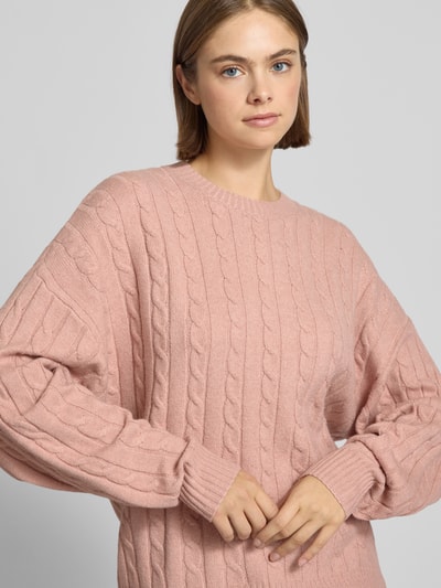 Review Gebreide pullover met kabelpatroon Oudroze gemêleerd - 3