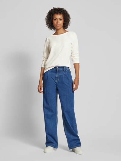 Tom Tailor Denim Bluza o kroju shaped fit z fakturą i rękawem o dł. 3/4 Złamany biały 1