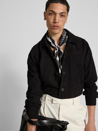 Officine Générale Hemdjacke aus echtem Leder Black 3