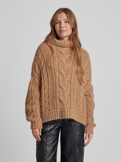 Marc Cain Gebreide pullover met opstaande kraag Camel - 4