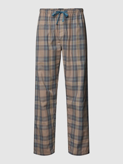 Schiesser Spodnie od piżamy ze wzorem w szkocką kratę model ‘Mix + Relax’ Piaskowy 1