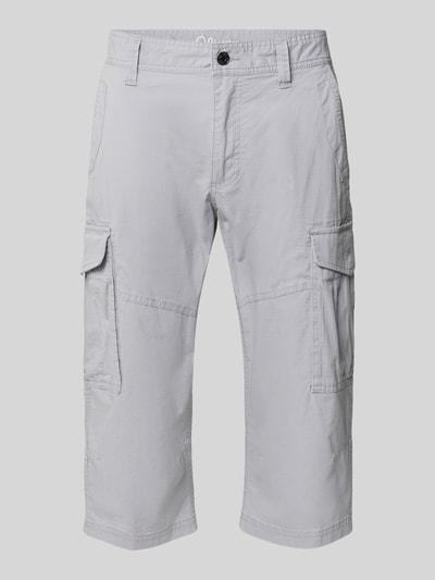 Produktfoto, Relaxed Fit Cargoshorts aus Baumwoll-Mix von s.Oliver BLACK LABEL, Optik: Unifarben, Label-Patch, seitliche Eingrifftaschen, Popeline, helle Farbe, Materialverarbeitung: Baumwoll-Mix