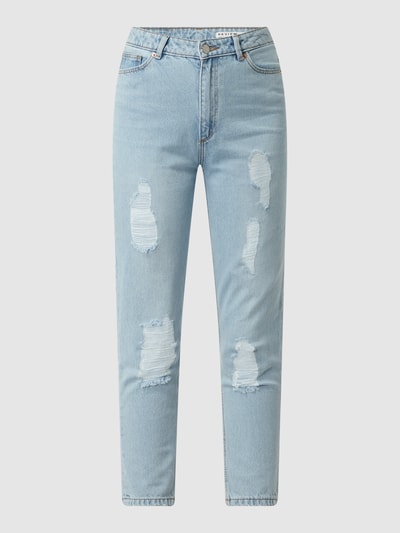 Review Skinny Mom Fit Jeans aus Baumwolle  Ozean Blau 2