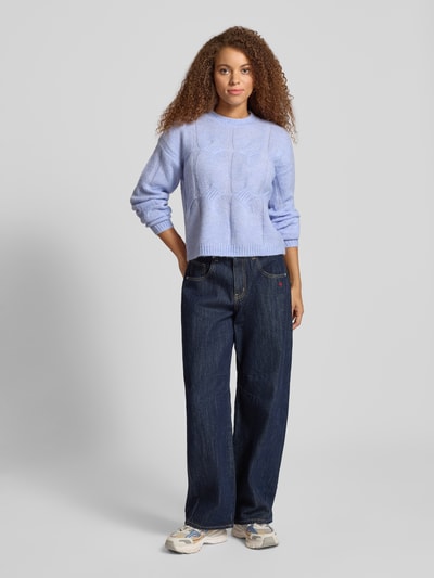 Pieces Relaxed Fit Strickpullover mit Woll-Anteil Modell 'JENNA' Hellblau 1