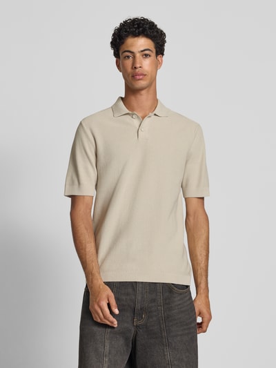 Only & Sons Regular Fit Strickpolo aus reiner Baumwolle Modell 'TONY' Offwhite 4