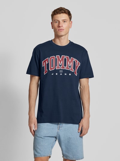 Tommy Jeans T-shirt met labelprint Marineblauw - 4