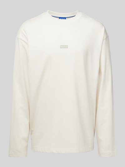 Hugo Blue Longsleeve mit Label-Print Modell 'Nichaboso' Offwhite 2