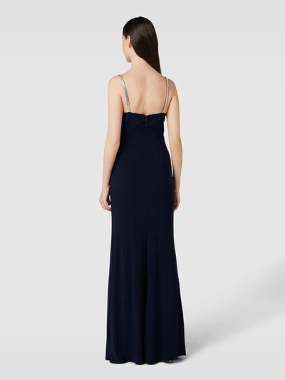 Luxuar Abendkleid in Wasserfalloptik Marine 5