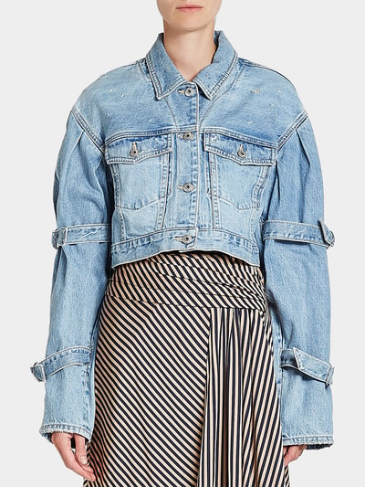 Jonathan Simkhai Cropped Jeansjacke Blau 7