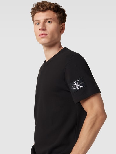 Calvin Klein Jeans T-Shirt aus Baumwolle mit Strukturmuster Modell 'WAFFLE' Black 3