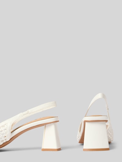 Produktfoto, Pumps in semitransparentem Design Modell 'MARALYN' von BIANCO mit spitzer Passform, Flecht-Optik, offener Ferse, weiß, Absatzhöhe 6 cm, Schaftweite 20 cm, strukturierte Oberfläche für Damen.