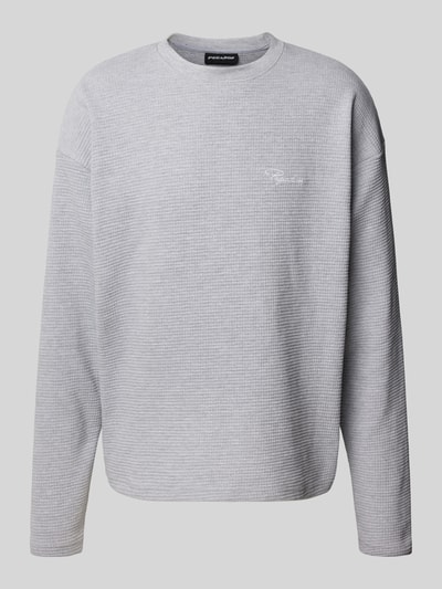 Pegador Longsleeve mit Logo-Stitching und Rundhalsausschnitt Hellgrau Melange 2