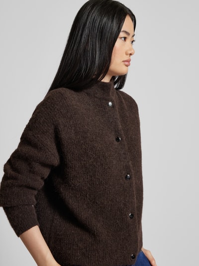 Gestuz Cardigan mit Turtleneck Modell 'Alpha' Dunkelbraun Melange 3