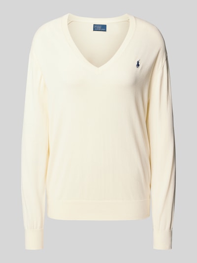 Polo Ralph Lauren Gebreide pullover met logostitching en V-hals Offwhite - 2