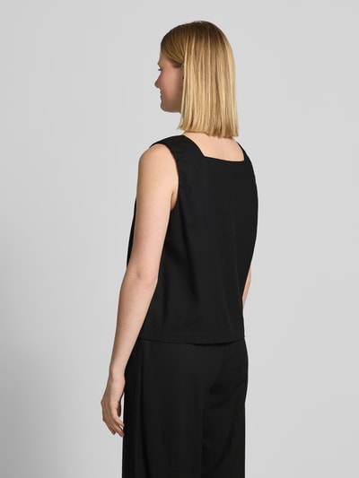 My Essential Wardrobe Top na ramiączkach z mieszanki wiskozy i lnu z prostokątnym dekoltem Czarny 5
