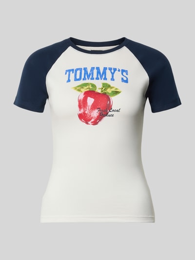 Tommy Jeans t-shirt o kroju slim fit z mieszanki bawełny Biały 2