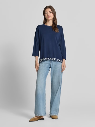 JOOP! Strickpullover mit Label-Details und 3/4-Arm Modell 'Kussa' Marine 1