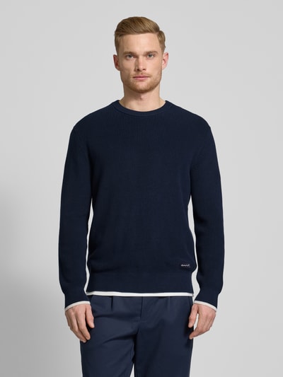 Gant Strickpullover mit Label-Patch Marine 4