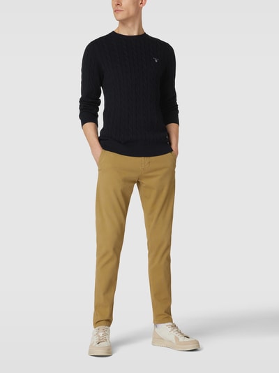 Gant Strickpullover mit Zopfmuster Modell 'cotton cable c-neck' Marine 1