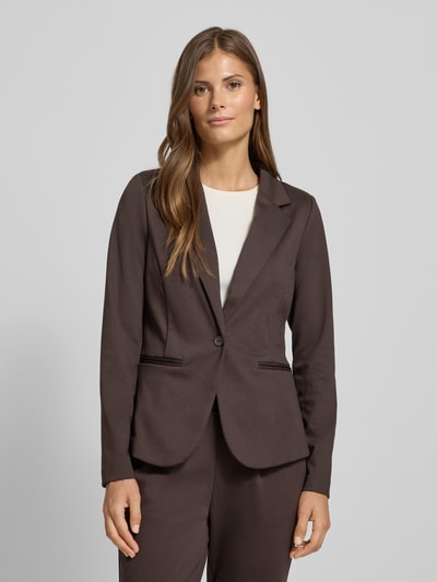 ICHI Slim fit blazer met paspelzakken, model 'KATE' Donkerbruin - 4