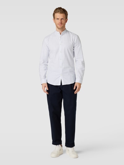 Lindbergh Slim fit vrijetijdsoverhemd met opstaande kraag, model 'Manderin' Lichtblauw - 1