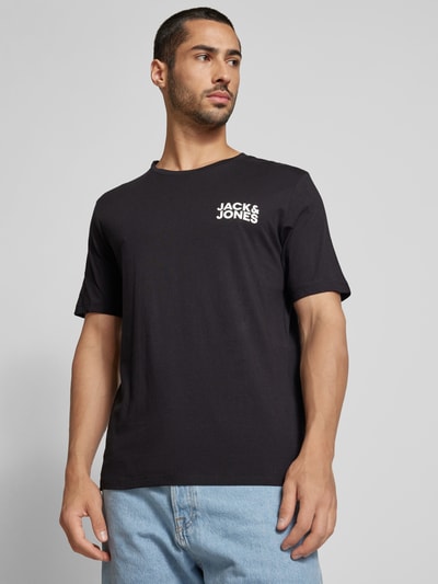 Jack & Jones T-shirt met labelprint, model 'CORP' Zwart - 3