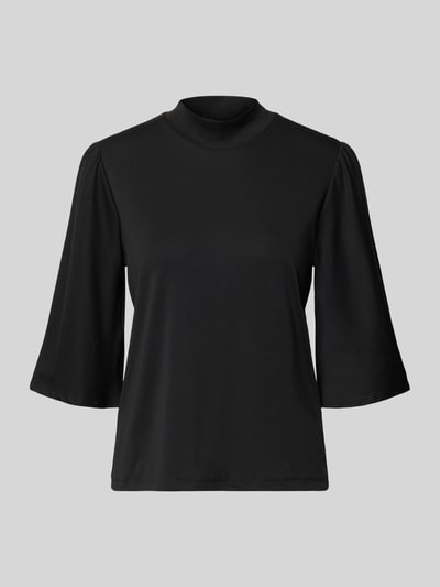 Produktfoto, Longsleeve mit 3/4-Ärmel von Marc Cain in Schwarz aus Baumwoll-Elasthan-Mix mit lockerem Schnitt und Stehkragen