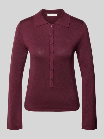 Selected Femme Slim Fit Langarmshirt aus Lyocell-Baumwoll-Mix Modell 'FLURA LUREX' Bordeaux 2