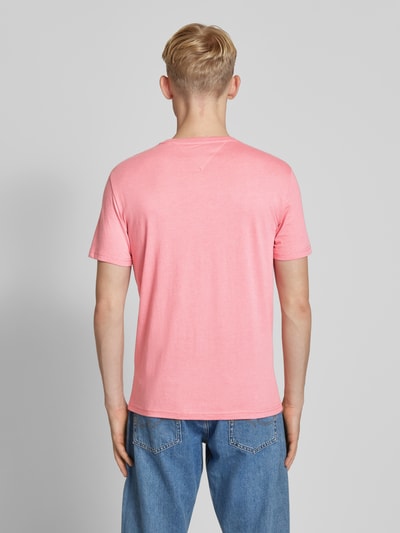 Tommy Jeans Slim fit T-shirt met logostitching Felroze gemêleerd - 5