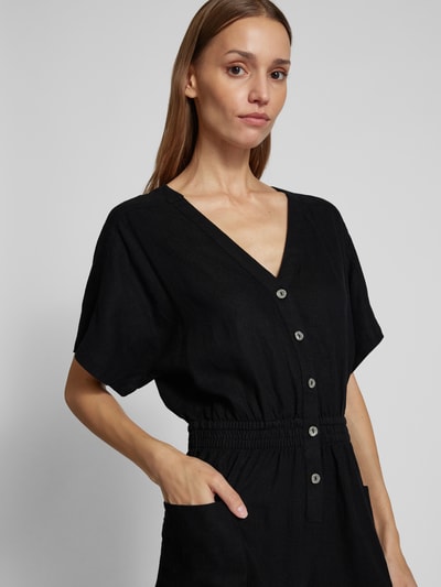 Tom Tailor Denim Jumpsuit aus Leinen-Viskose-Mix mit Knopfleiste Black 3