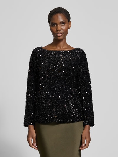 VILA Blusenshirt mit Paillettenbesatz Modell 'FAITH' Black 4