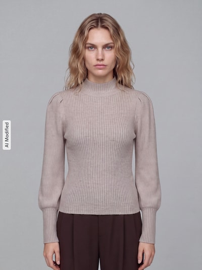 ONLY Sweter z bufiastymi rękawami model 'ONLKATIA' Beżowy 4