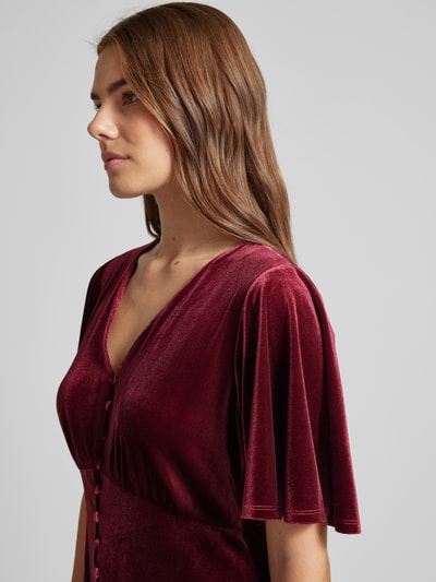 Apricot Minikleid mit V-Ausschnitt Bordeaux 3