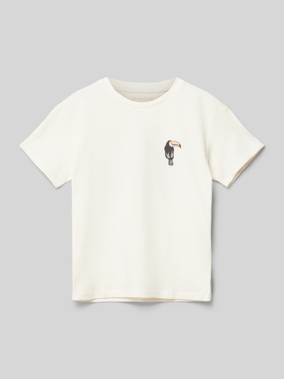 Tom Tailor T-shirt z nadrukowanym motywem Złamany biały 1