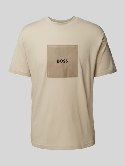 BOSS Green T-shirt z nadrukiem z logo Beżowy 2