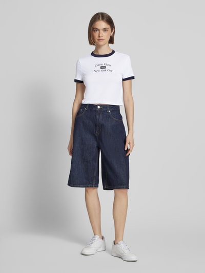 Calvin Klein Jeans Cropped T-Shirt mit Rundhalsausschnitt Weiss 1