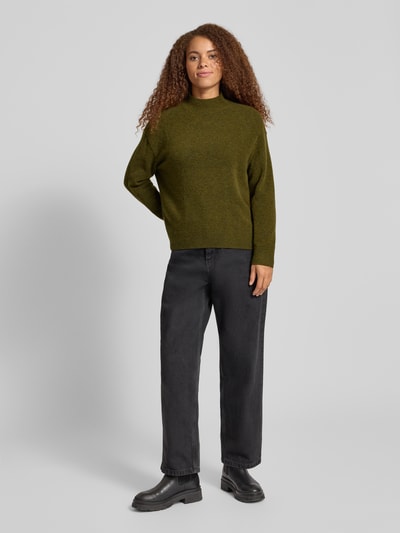 Marc O'Polo Denim Sweter o kroju regular fit z dzianiny z mieszanki żywej wełny  Oliwkowy 1