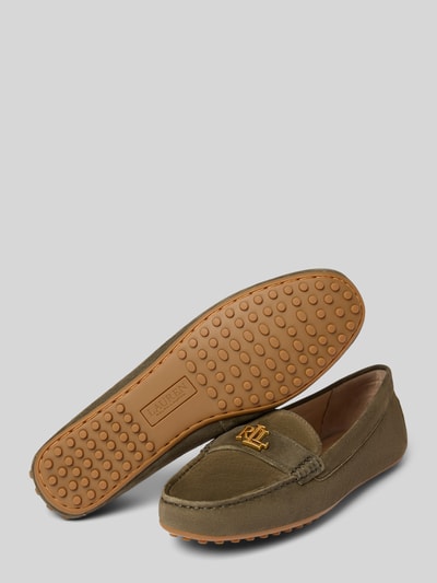 Lauren Ralph Lauren Leren instappers met labelapplicatie, model 'BARNSBURY' Olijfgroen - 4