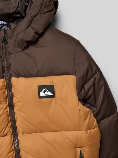 Quiksilver Regular fit gewatteerd jack met logo-applicatie, model 'Cold Days' Chocoladebruin - 2